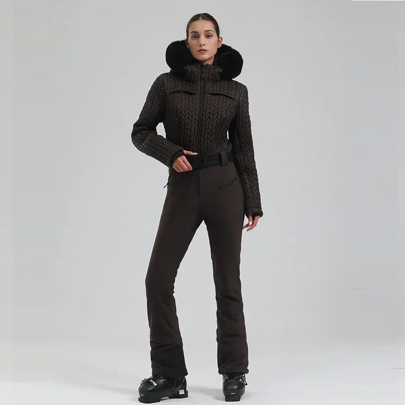 Winter New Warm Skiing Suites Women Fit Snow Jumpsuits Outdoor Windproof Waterproof Ski Clothes Pro Snowfield Tracksuit Hoodies