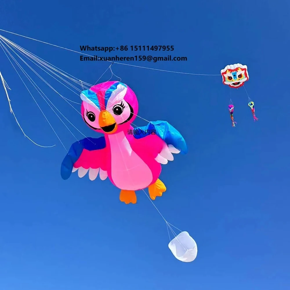 3D Inflatable Owl Kite - Soft Sport Flying Animal Kite | 9㎡ Nylon Beach Show Kite | Outdoor Toys From WeiFang Factory