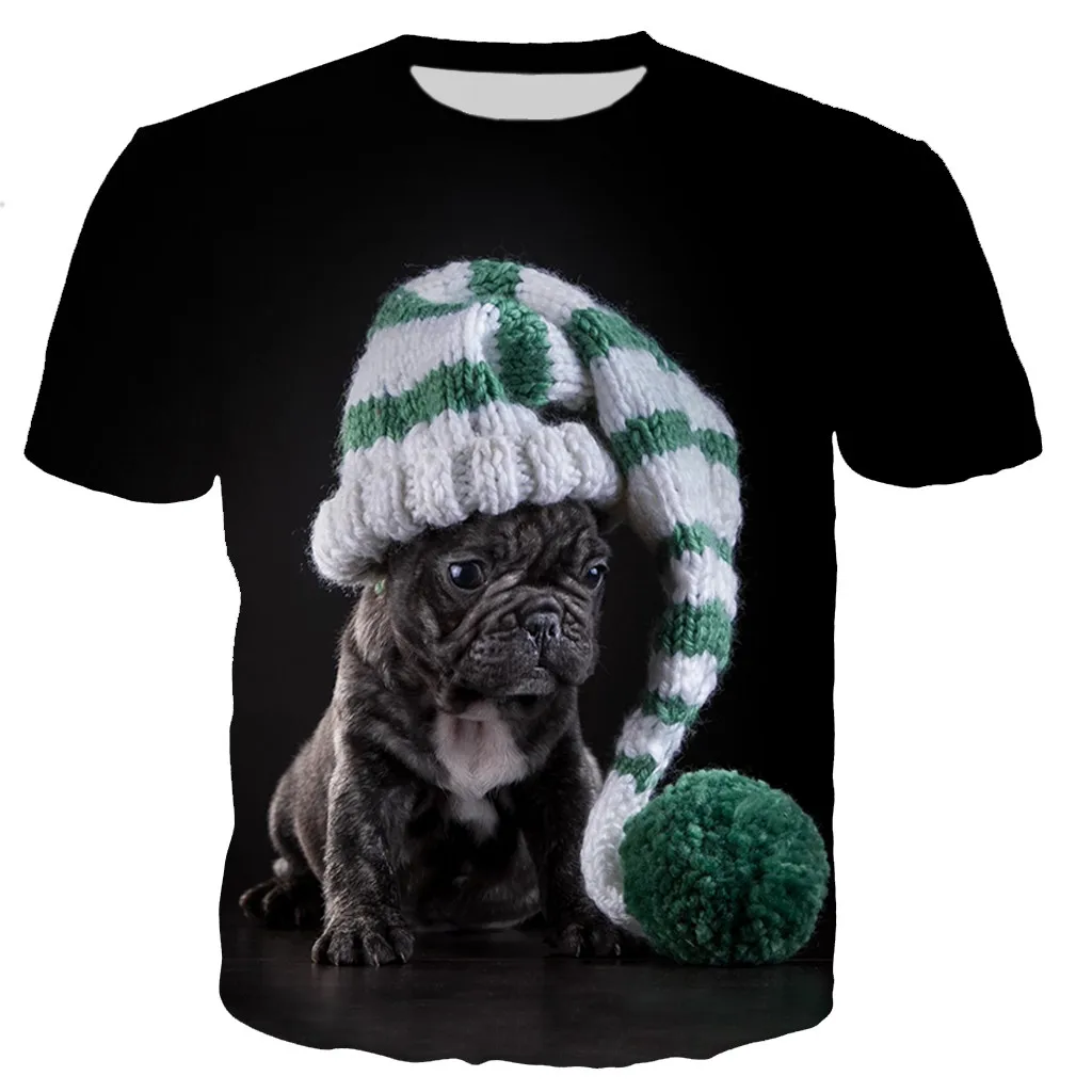 Animal French Bulldog 3D Printed T-shirt Men Women Summer Fashion Casual Short Sleeve Harajuku Streetwear Oversized Tops 6XL