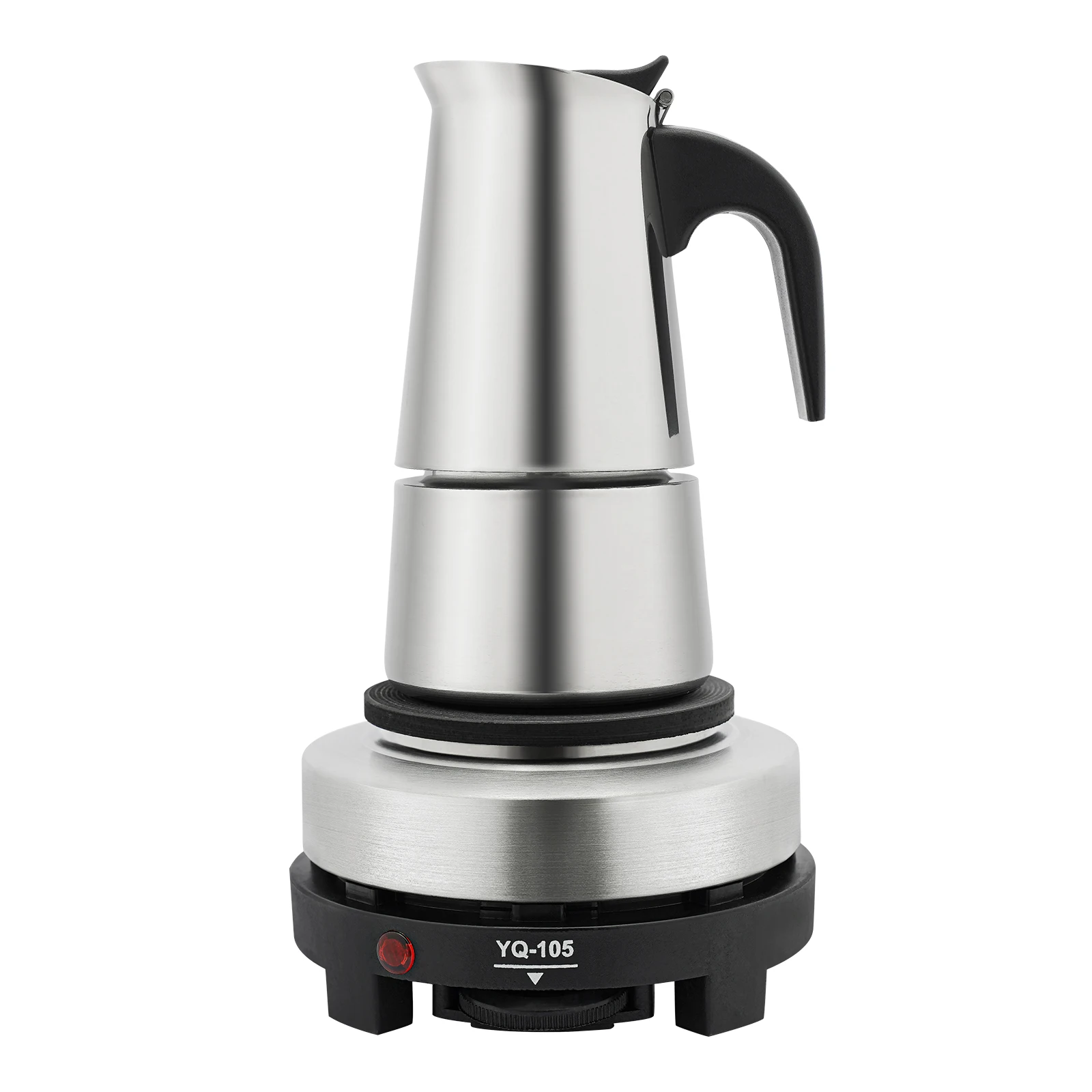 500W 5 Gears Stainless Steel Coffee Pot Manual Stovetop Espresso Maker 6.76 Ounces Capacity Household Coffee Maker