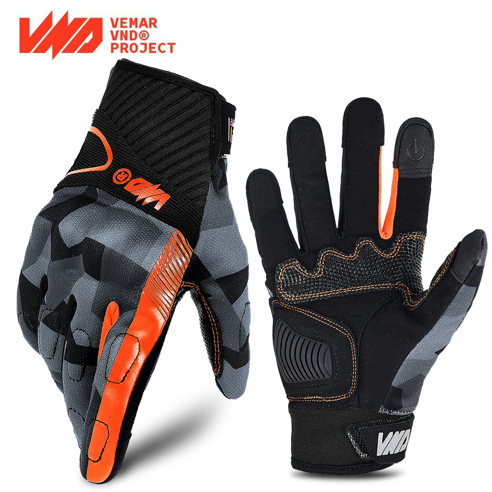 VND Summer Motorcycle Gloves Breathable Sports MTB Cycling Gloves Touch Screen Full Finger Motcrosss Racing Gloves Men Guantes