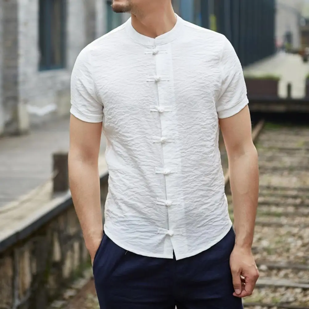 Gentle Men Shirt Soft Men Summer Top Slim Fit Retro Men Summer Shirt  Daily Wear