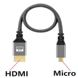 0,3 м нейлоновая оплетка HD 4K @ 60 Гц HD 1080P Micro-HDMI-совместимый HDTV кабель Micro-HDM Удлинительный кабель для планшетного ПК ТВ камеры