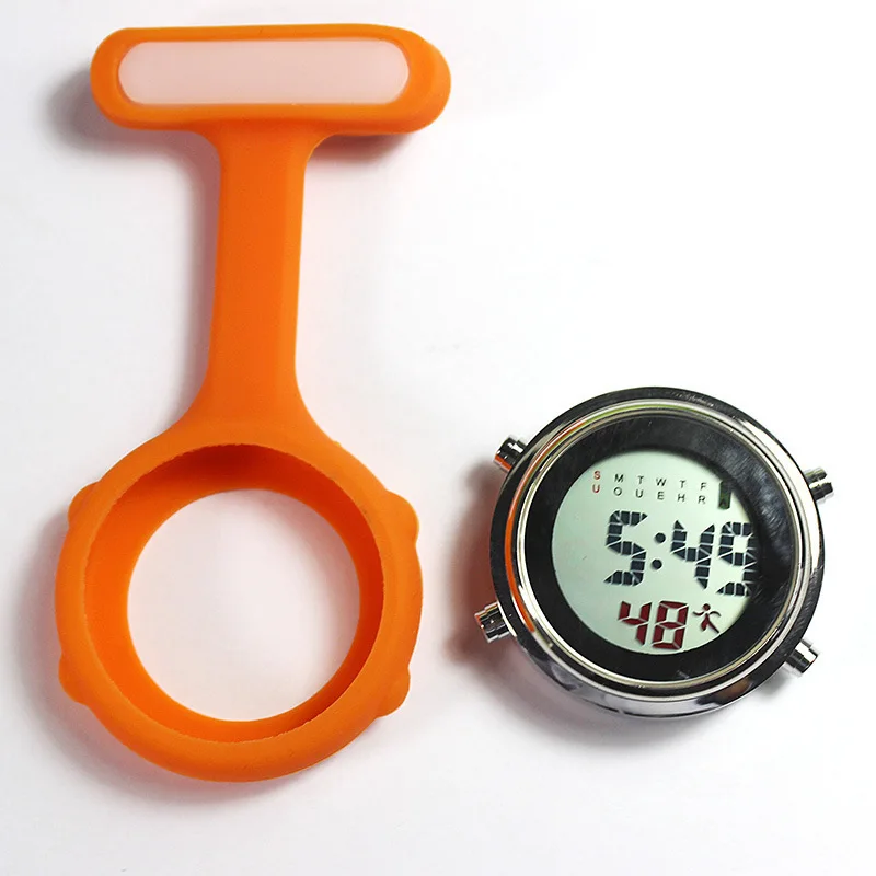 Reloj de pared luminoso electrónico silencioso de silicona Digital para enfermera, Mini reloj de enfermera con Pin médico de aleación al por mayor
