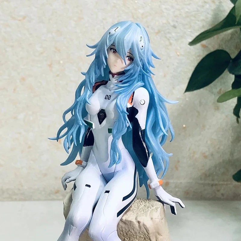 Neon Genesis Evangelion Anime Action Figures, Ayanami Rei, Position assise, Cheveux longs, OligPvc Statue Model, Jouets à collectionner, Cadeaux