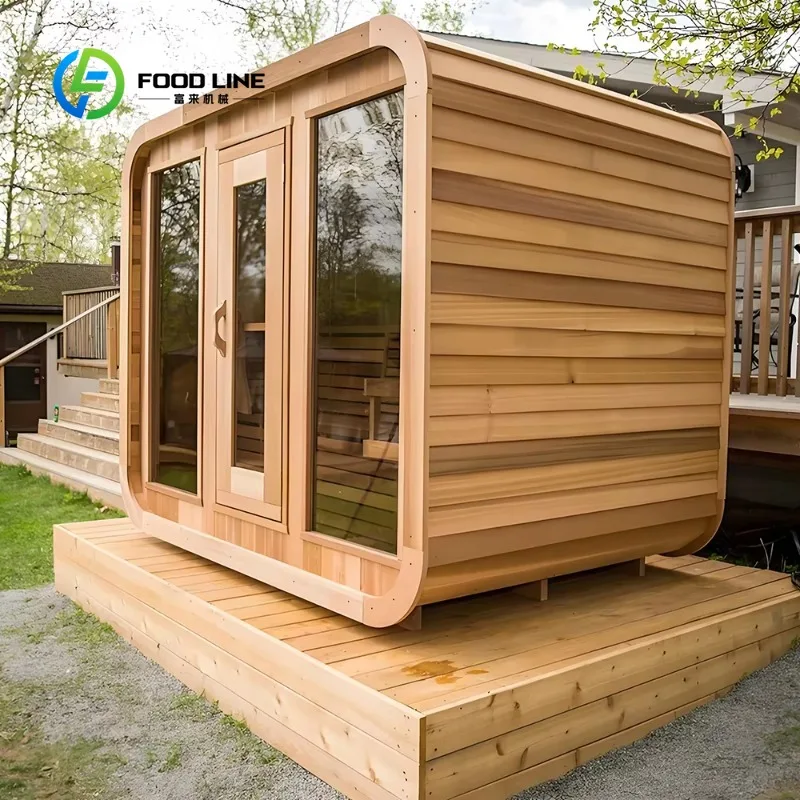 Outdoor Cube Sauna Room With Black Roof Wooden Finish For Garden Spa Bulk Purchase Get Discount Extra Benefits Big Savings