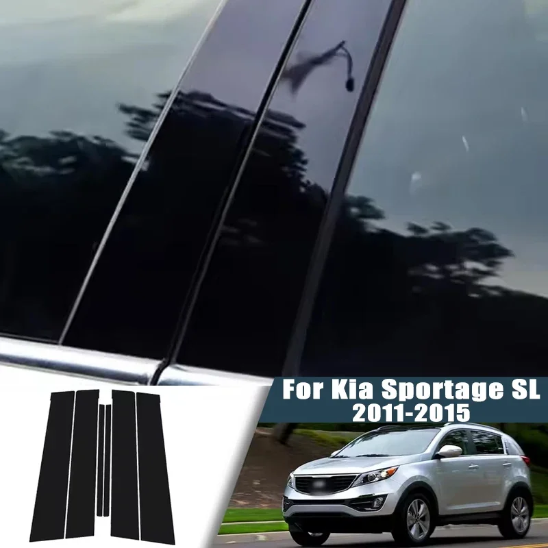 

For Kia Sportage SL 2011-2015 2012 2013 2014 6PCS Window Center Pillar Film Trim Cover B C Posts Sticker Column Car Accessorie