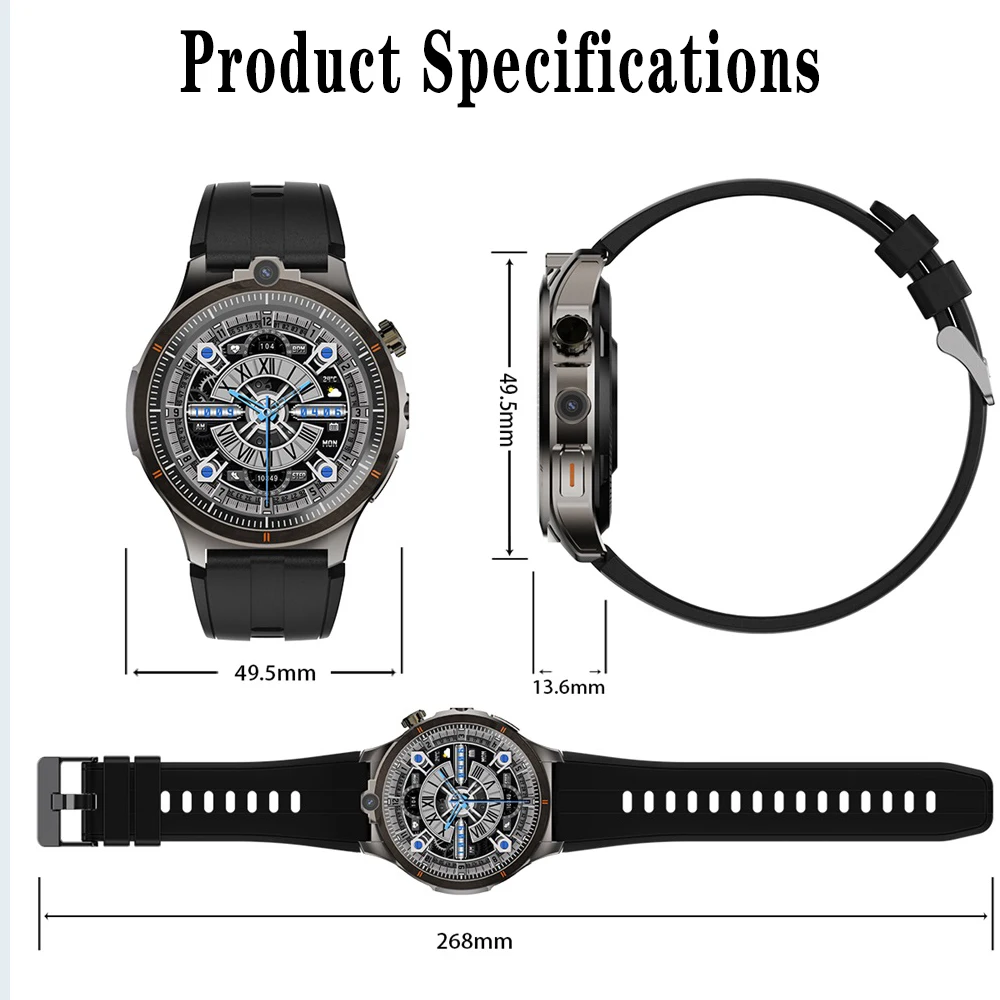 4G ساعة ذكية للرجال مكالمة فيديو 1.43 بوصة 466*466 AMOLED 2GB + 16GB RAM APP تنزيل Smartwatch النساء 800mah كاميرا مزدوجة GPS WIFI