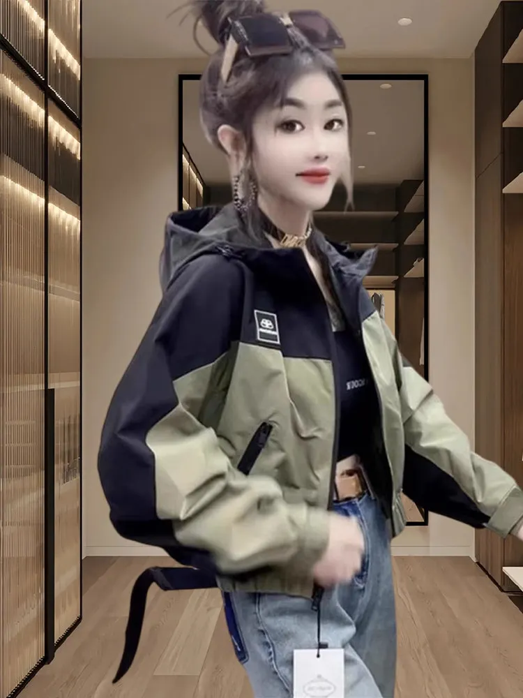 

Faionable Color Blo ort Jaet Women's Spring Autumn New Sle Artistic Loose Fit Regular Length Straight Hemline Coat