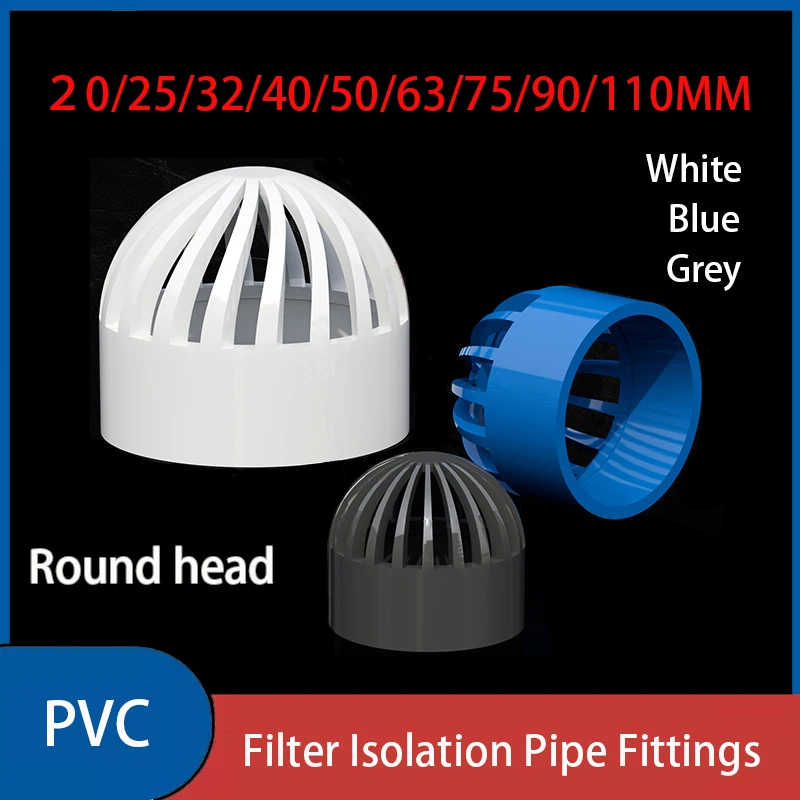 

1-10PCS Pvc Vent Cap Filter Isolatie Screen Water Tank Permeabel Joint Filter Isolation Aquarium Pipe Fittings I.D20-110mm