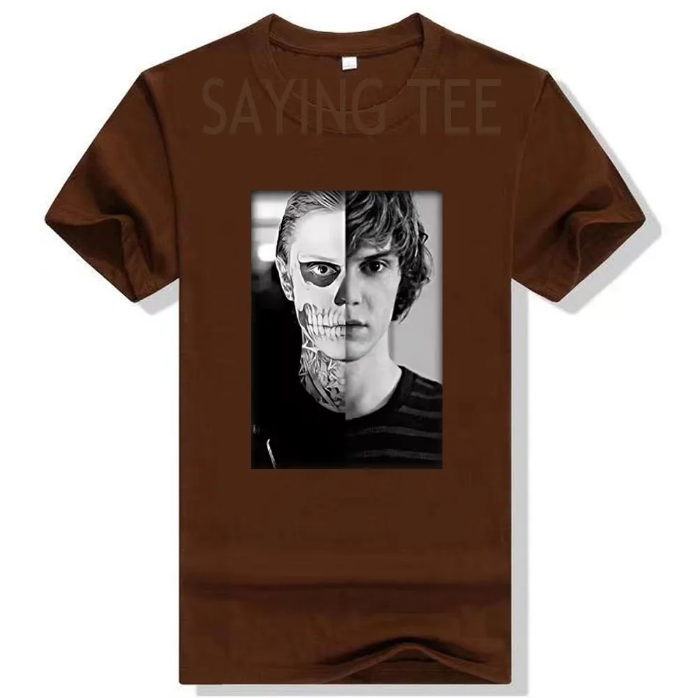 Pepper Evan Peters Skull Ahs Roanoke Poster Herren Damen T-Shirts Y2k Tate Langdon Skull Designer Lustiges Streetwear Grafik-T-Shirt – Detail 15