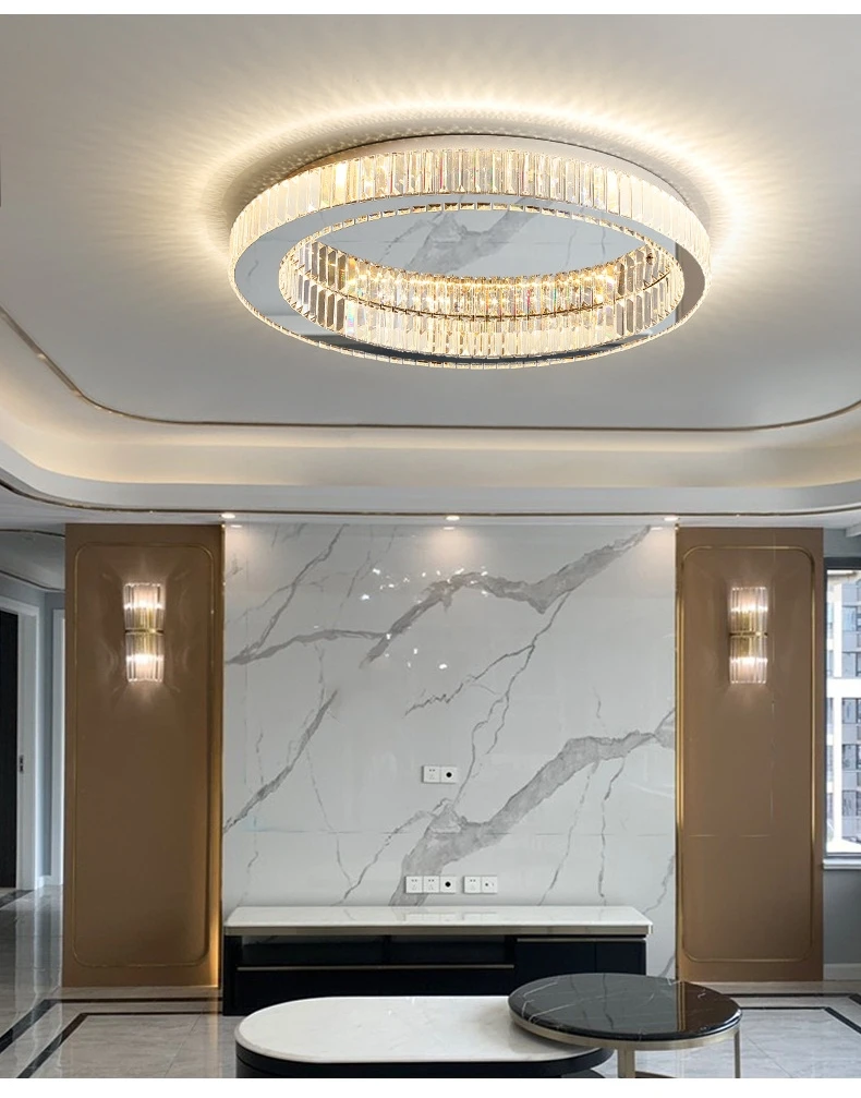 Living Room LED Ceiling Lamp K9 Crystals Dimmable Light