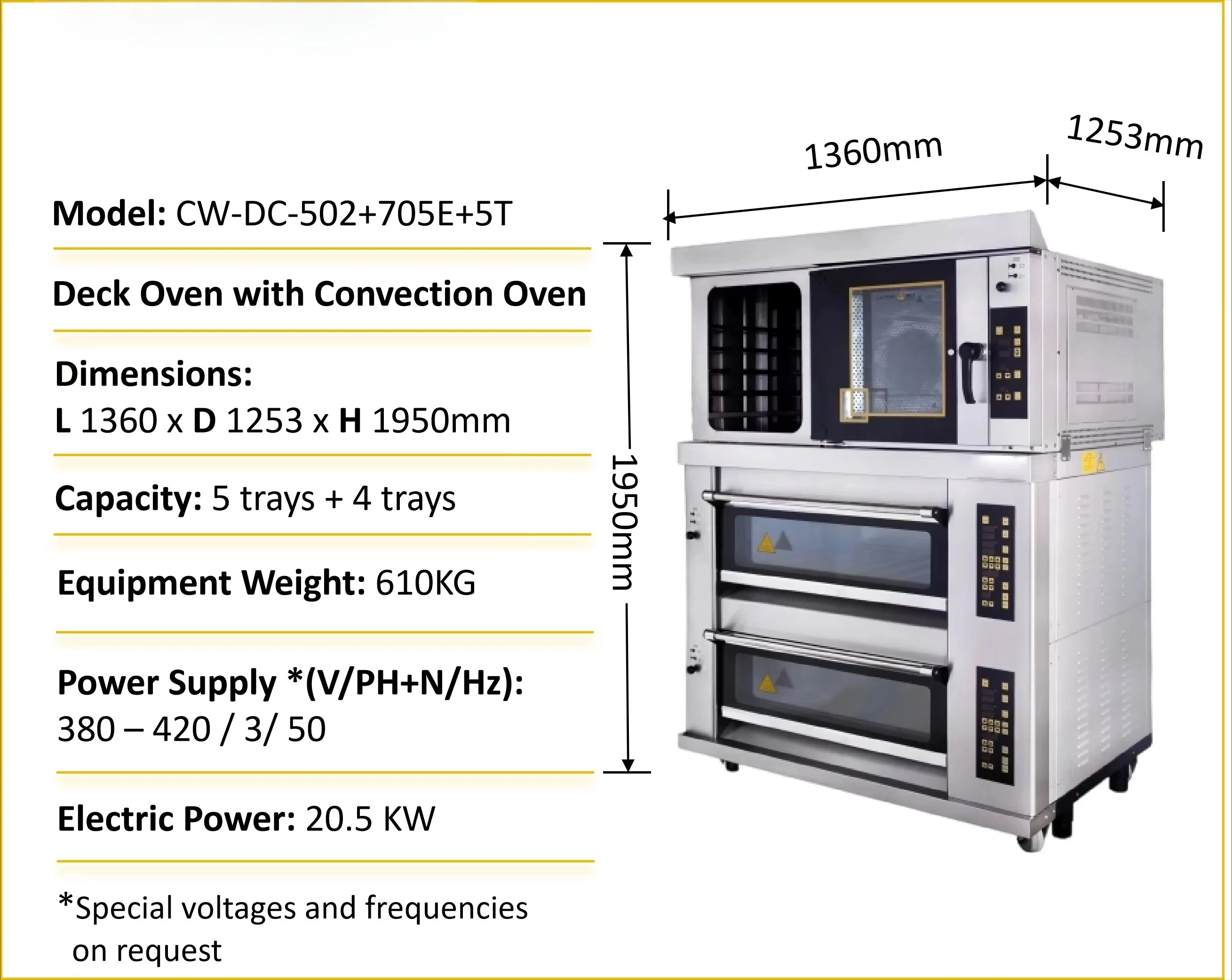 Commercial Combination Oven 2 Decks 4 Trays Deck Oven 5 Trays Convection Oven Bread Cake Baking Multifunctional Bakery Equipment