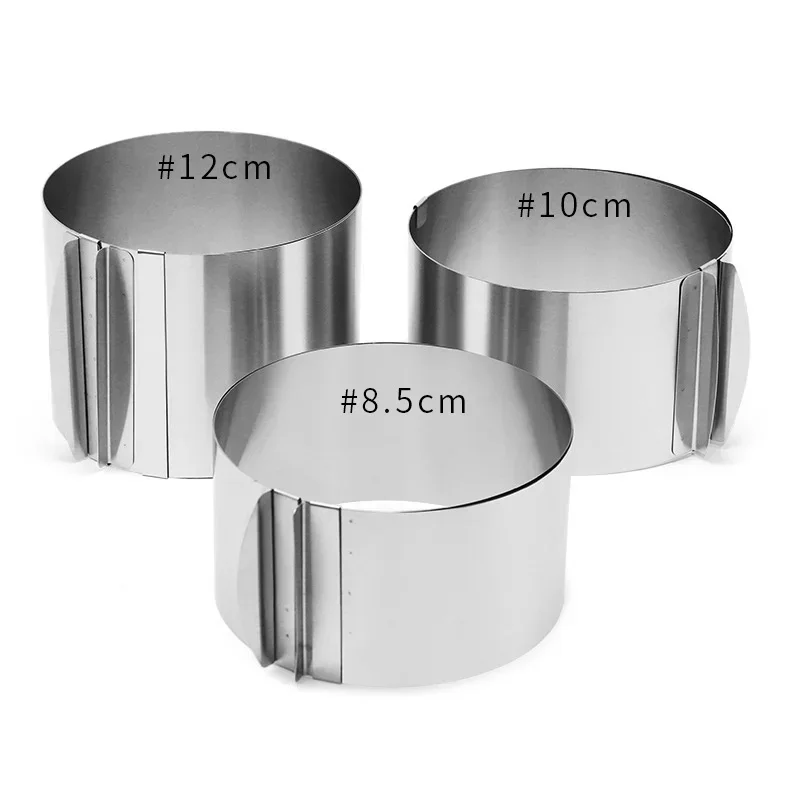 Stainless Steel Round Cake Mold 15-30cm Telescopic Mousse Ring Adjustable Stretch Heightened Baking Cake Ring 8/10/15cm High