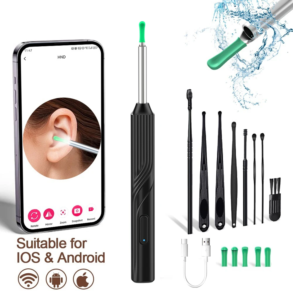 Ear Wax Cleaner with Camera Wireless Safe Earwax Removal Endoscope with Camera Luminous Otoscope Ear Cleaning Tools Ear Care