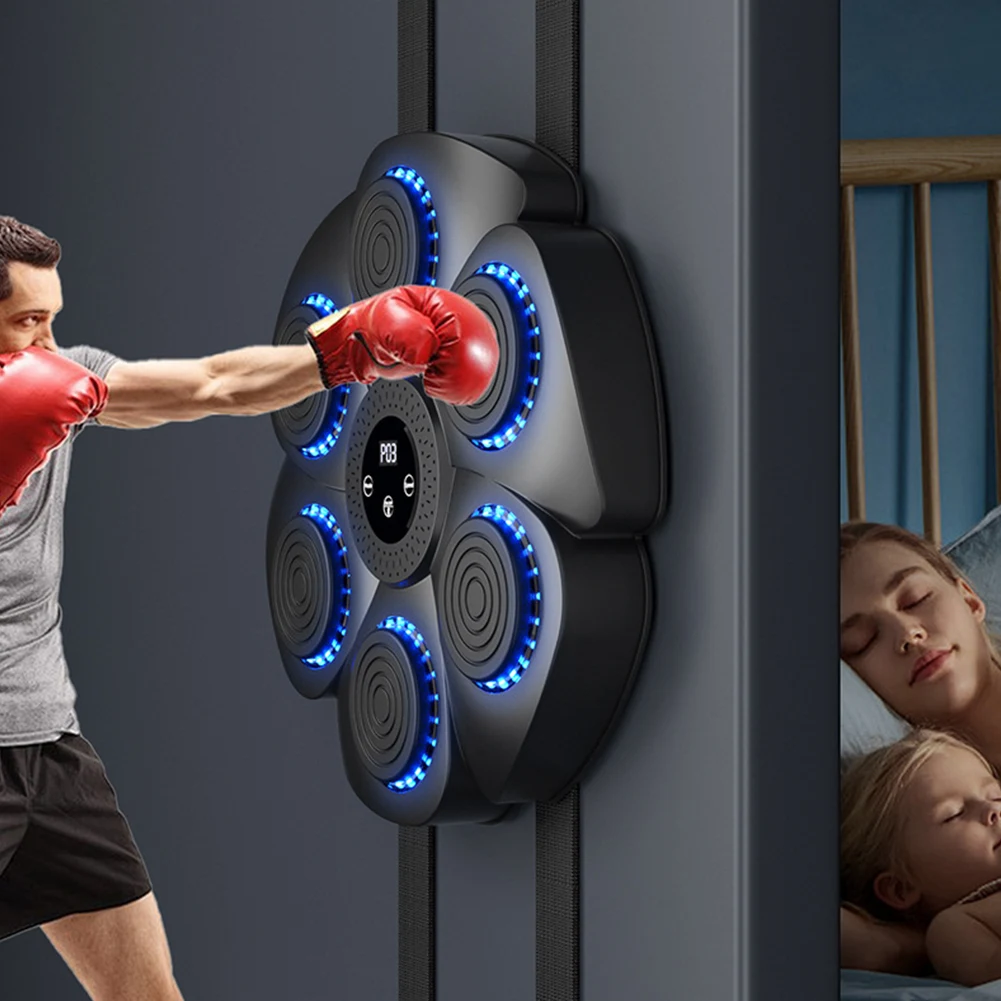 Adjustable Music Boxing Machine Wall Mounted Music Boxing Puncher Boxing Training Punching Equipment with Gloves for Kids Adults