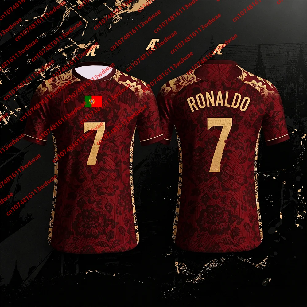 2026 Portugal Fußball-Trainingsanzug Klassisches Trikot Schnelltrocknend Ronaldo 7 Trikot Portugal Nationalmannschaftsanzug Spielerversion Kinder-T-Shirt