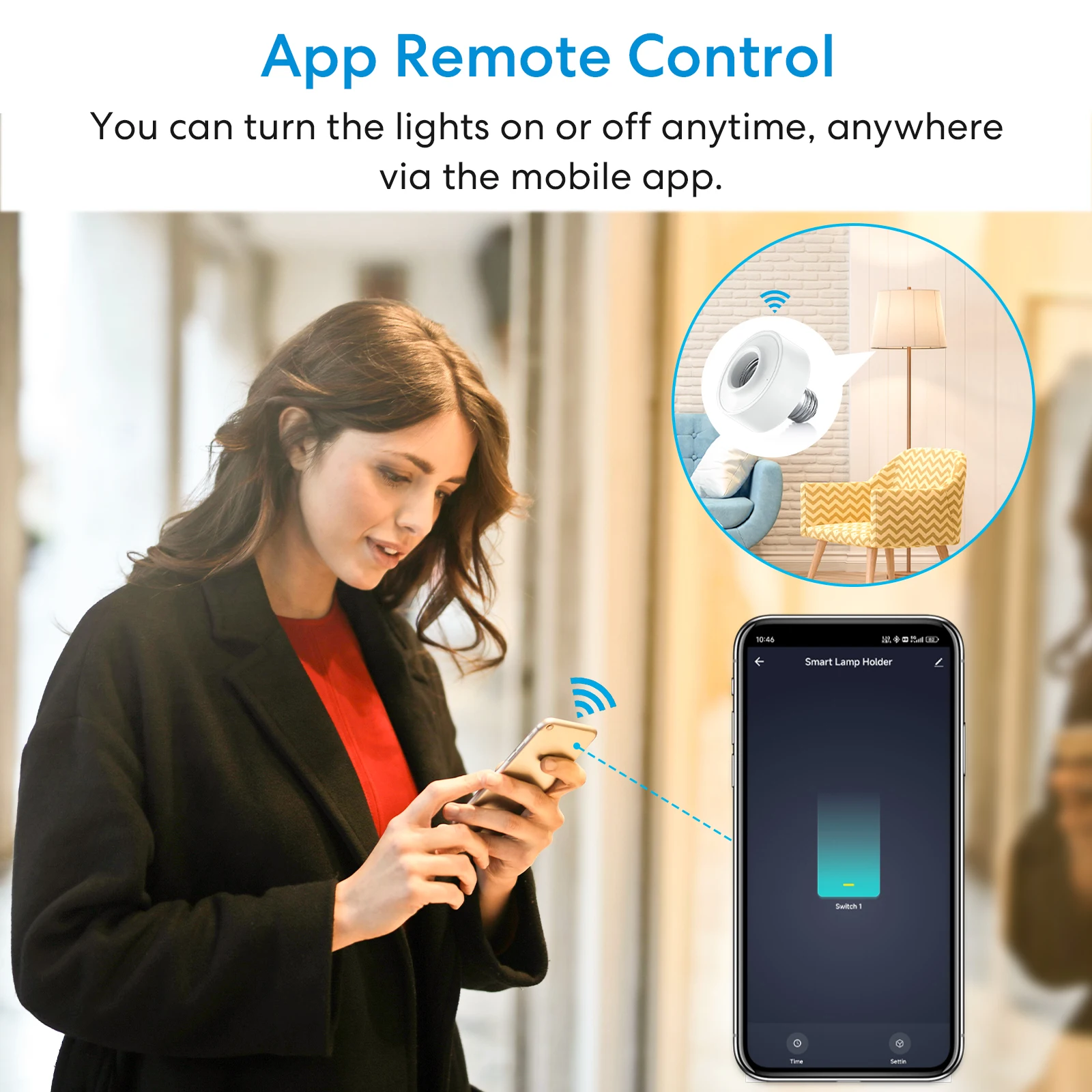 RiooCubee  Tuya Smar Life Lamp Holder for LED E26 E27 Bulb Remote Control Timer Voice Control by Google Home Alexa