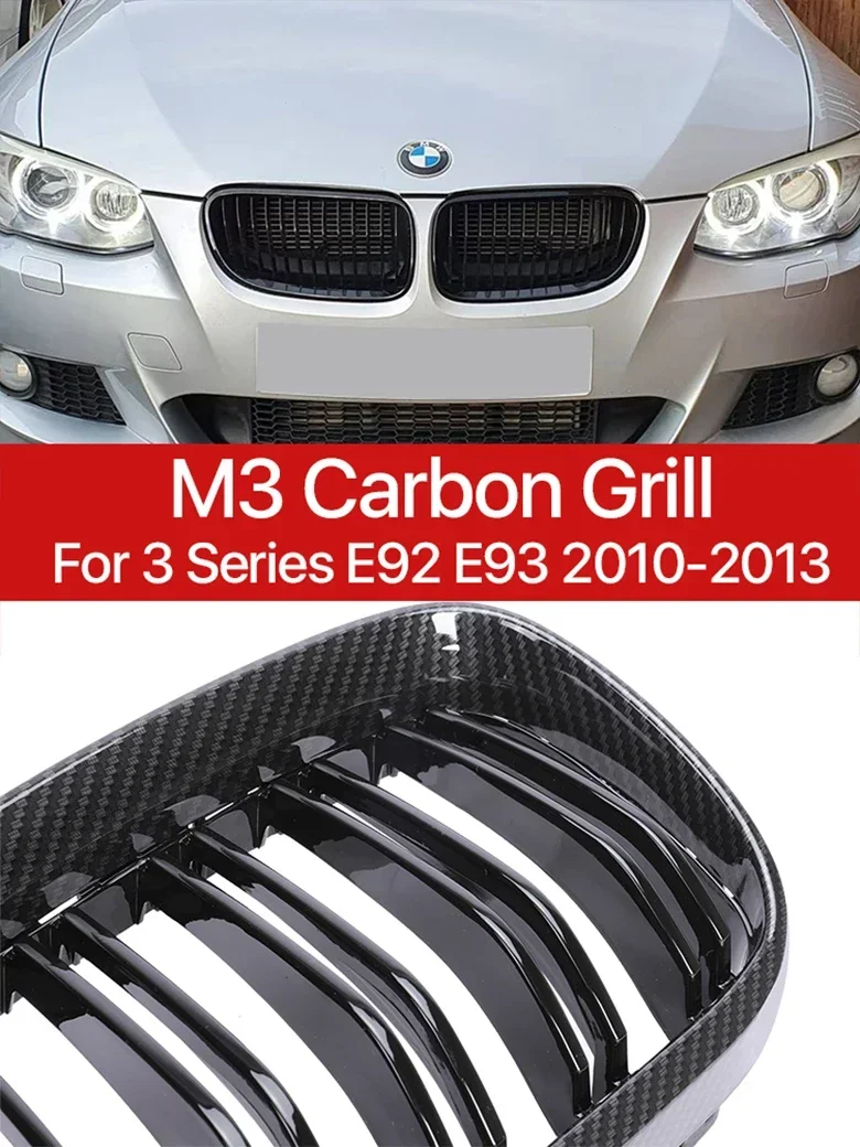 New! M Sport Lower Front Bumper Kidney Grille Carbon Fiber M-Tri Color M3 Grills For BMW 3 Series E92 E93 LCI 2010 2011 2012 201