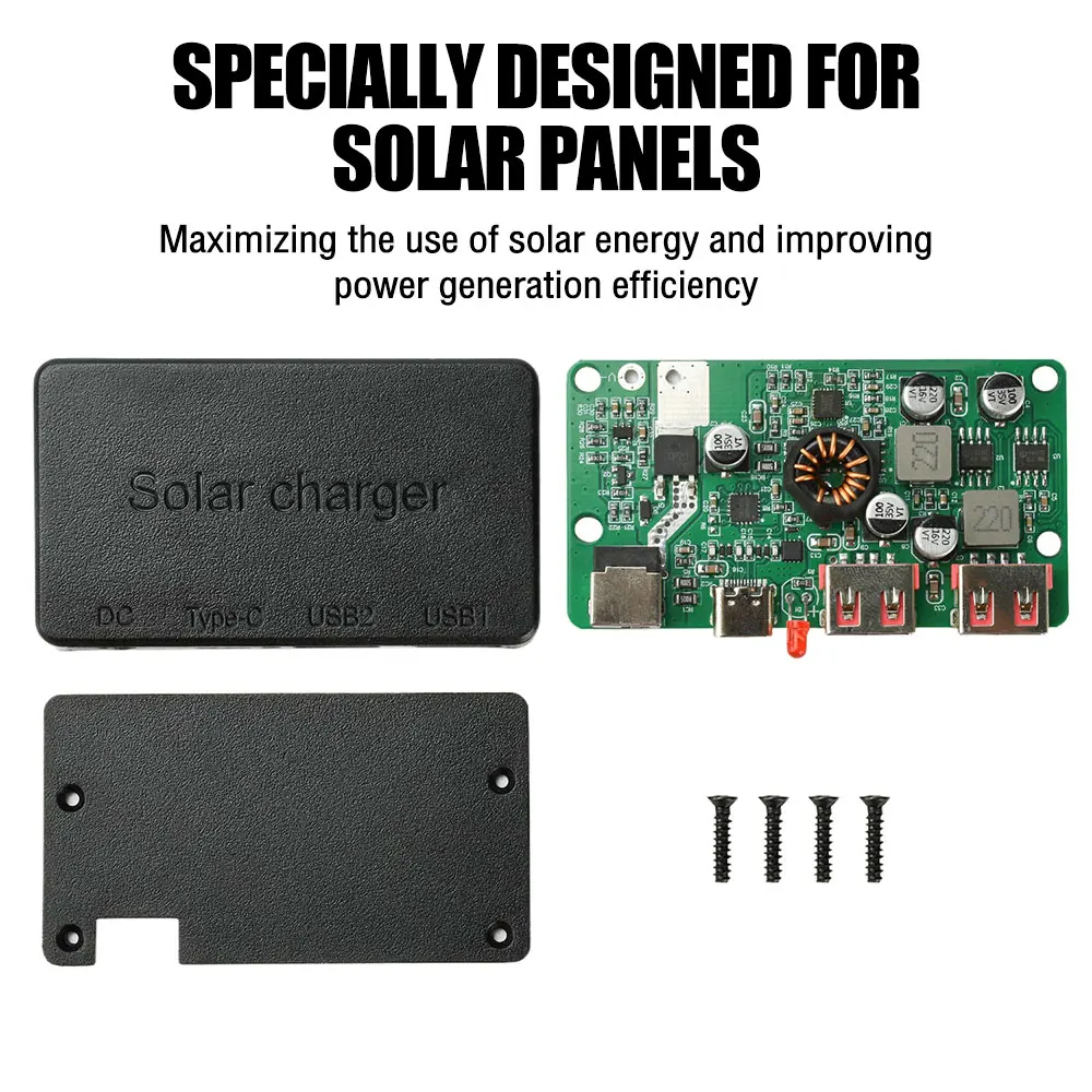  PD 100W Solar Voltage Regulator Controller 9V-30V with Dual USB Fast Charging Type-C DC ports DIY Voltage regulator kits