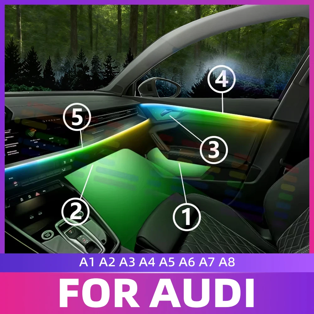 Lichtstrip RGB Symfonie Ambient Auto-interieurs LED APP Multi-mode Dynamische Kleurrijke Verlichting Feest Voor Audi A1 A3 A4 A5 A6 A7 A8