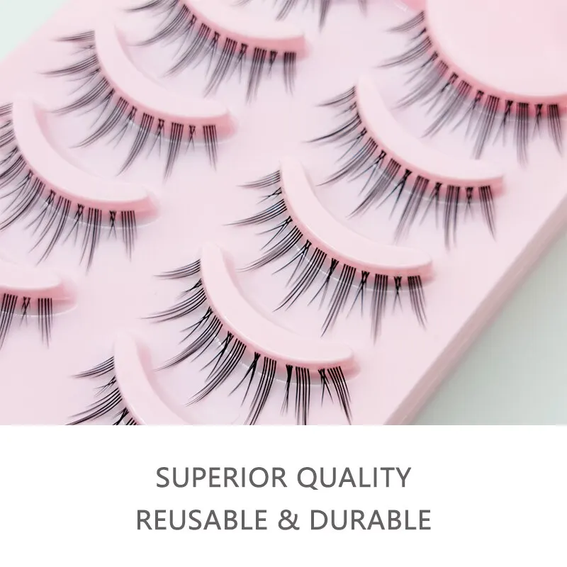 5 Pairs Of Natural Makeup Daily Makeup Cos Eyelashes Simulated Grafting Fish Tail Segmented Eyelash Facial Makeup Tool