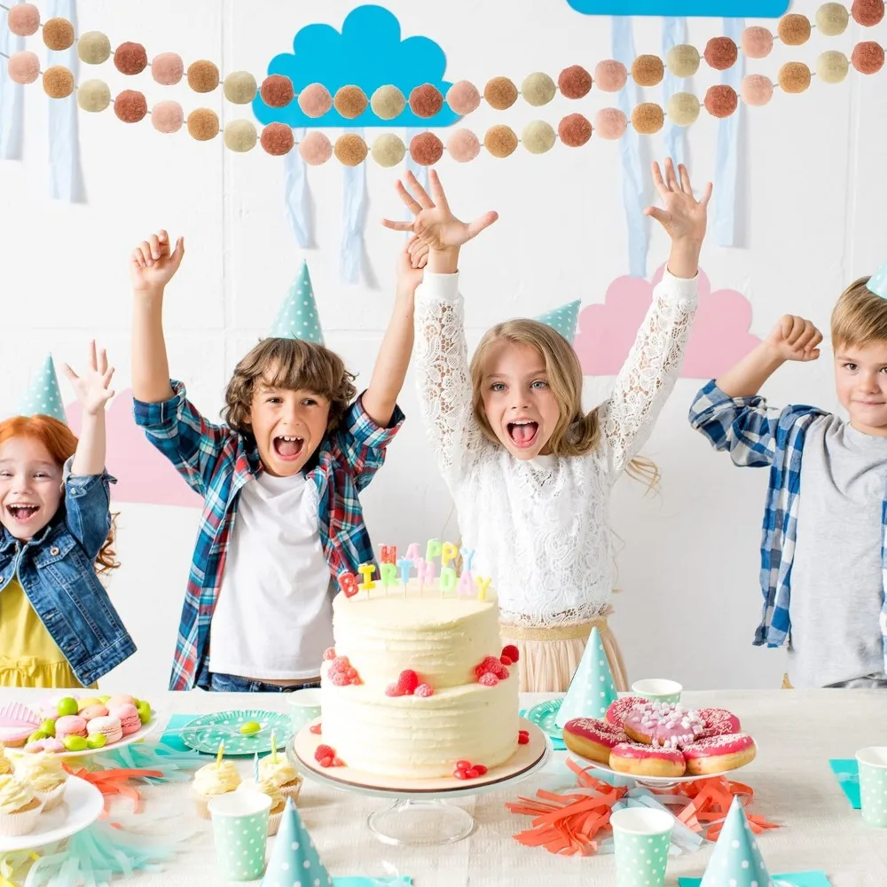 Felt Ball Garland - 9.8 Feet 36 Balls 4 Pastel Colors Pom Pom Decorations for Nursery and Celebrations view 5