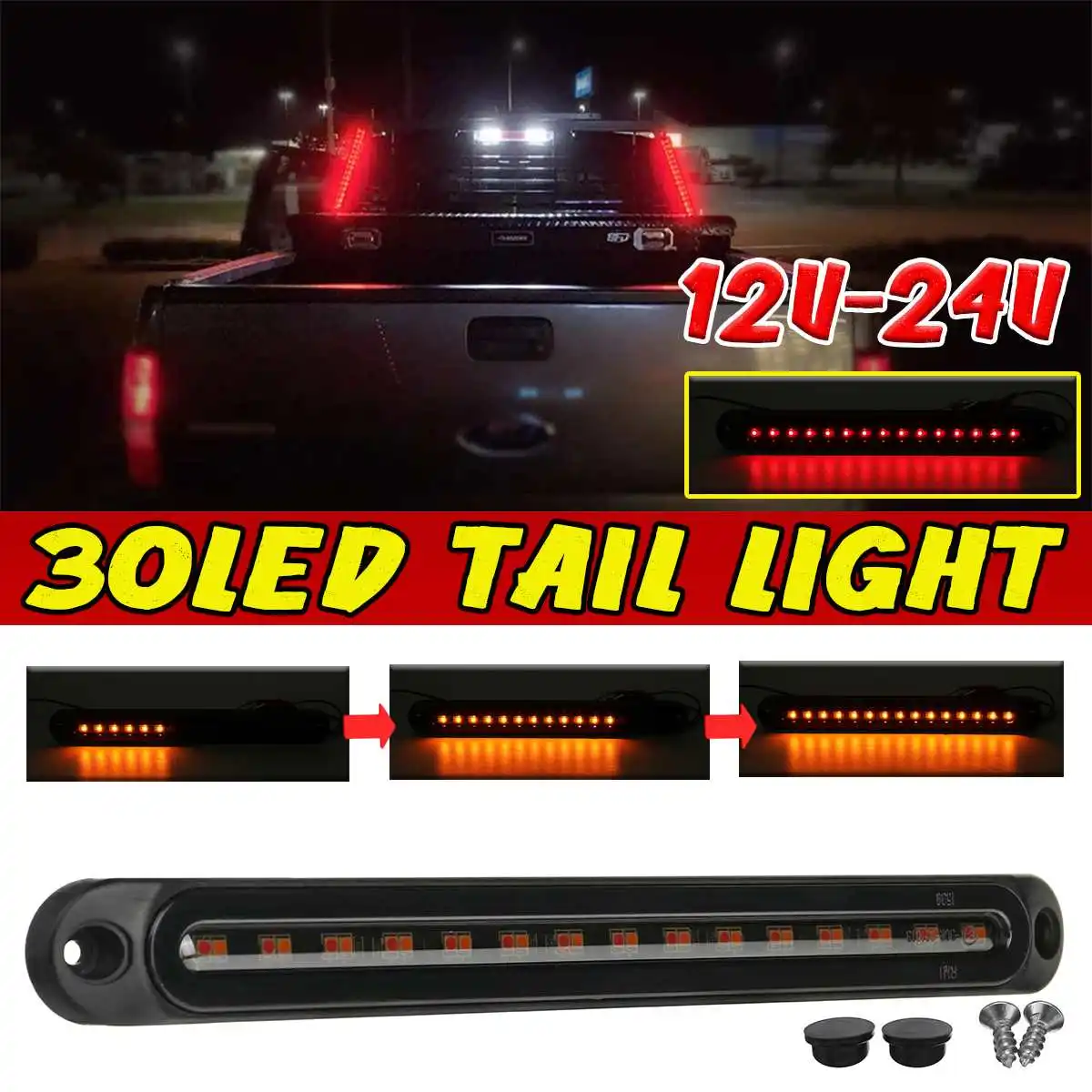 Waterproof LED Car Truck Tail Light 12V-24V Dynamic Taillight Brake Turn Signal Indicator Lamp Warning Light for Trailer Caravan