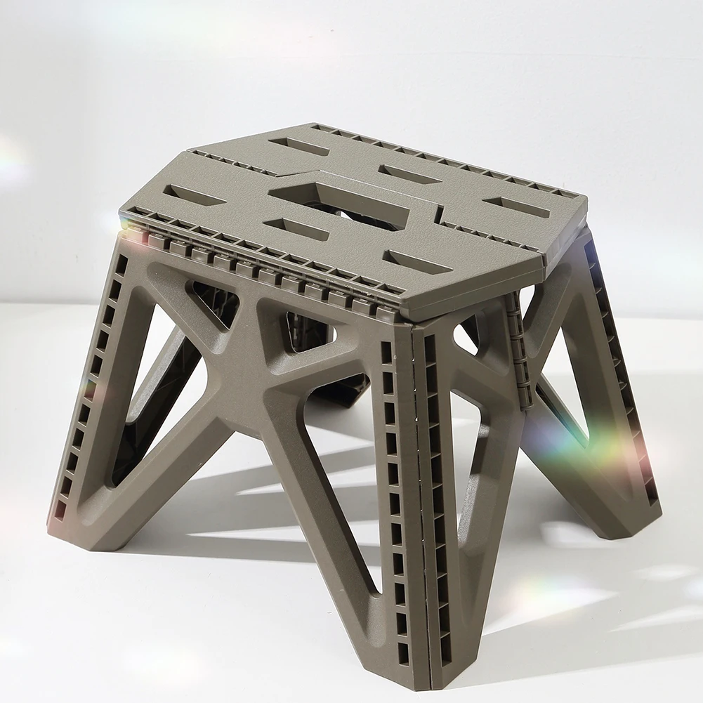 

Comfortable Portable Folding Seat Gray Outdoor Folding Stool Ergonomic Handle Design Sturdy Plastic Construction
