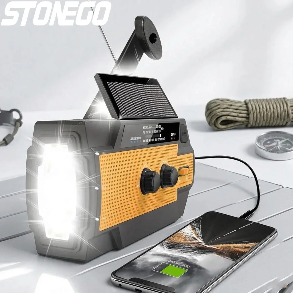 

Портативное аварийное метеорологическое радио NOAA с солнечной батареей и ручным динамо-генератором, AM/FM-радио, фонарик, повербанк 4000 мАч, зарядка для телефона, сигнализация SOS