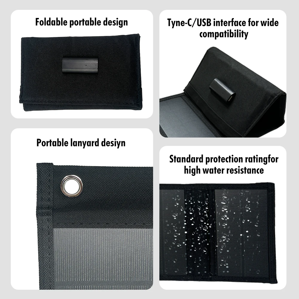 Soecopo 38w portátil saco de painel solar design dobrável usb + tipo-c 5v/2.4a portas acampamento power bank dupla interface carga telefone