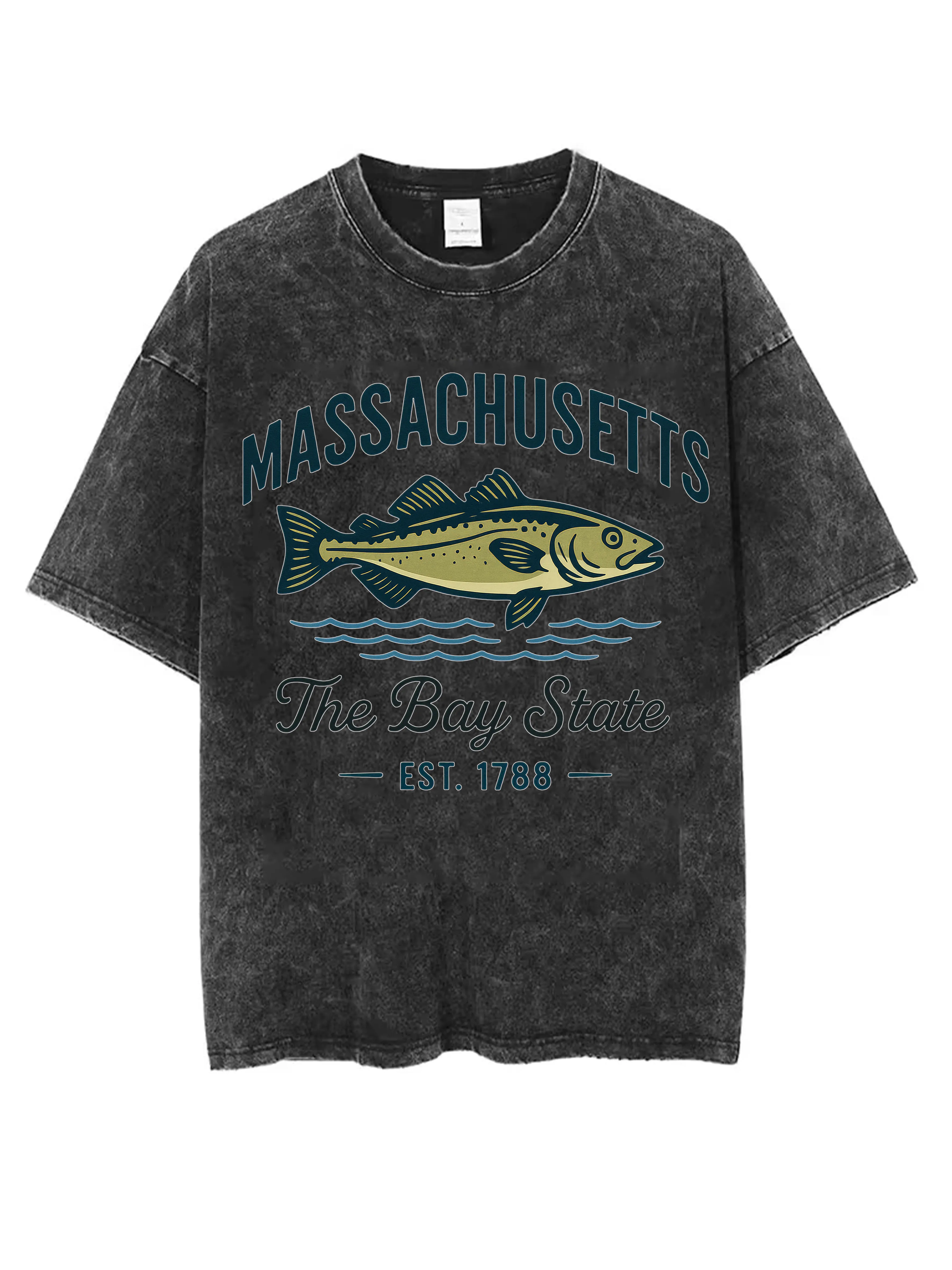 

MASSACHUSETTS I Think I Will Cause Problems On Purpose Промытая черная футболка с круглым вырезом Свободная для мужчин и женщин Идеально подходит для зимы