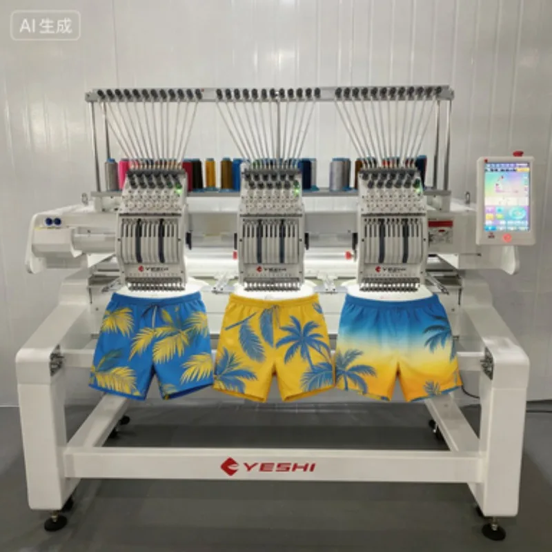 Heavy Duty Industrial Embroidery Machinery 12 Heads 20 Needles Flat Embroidery System for Large Scale Factory