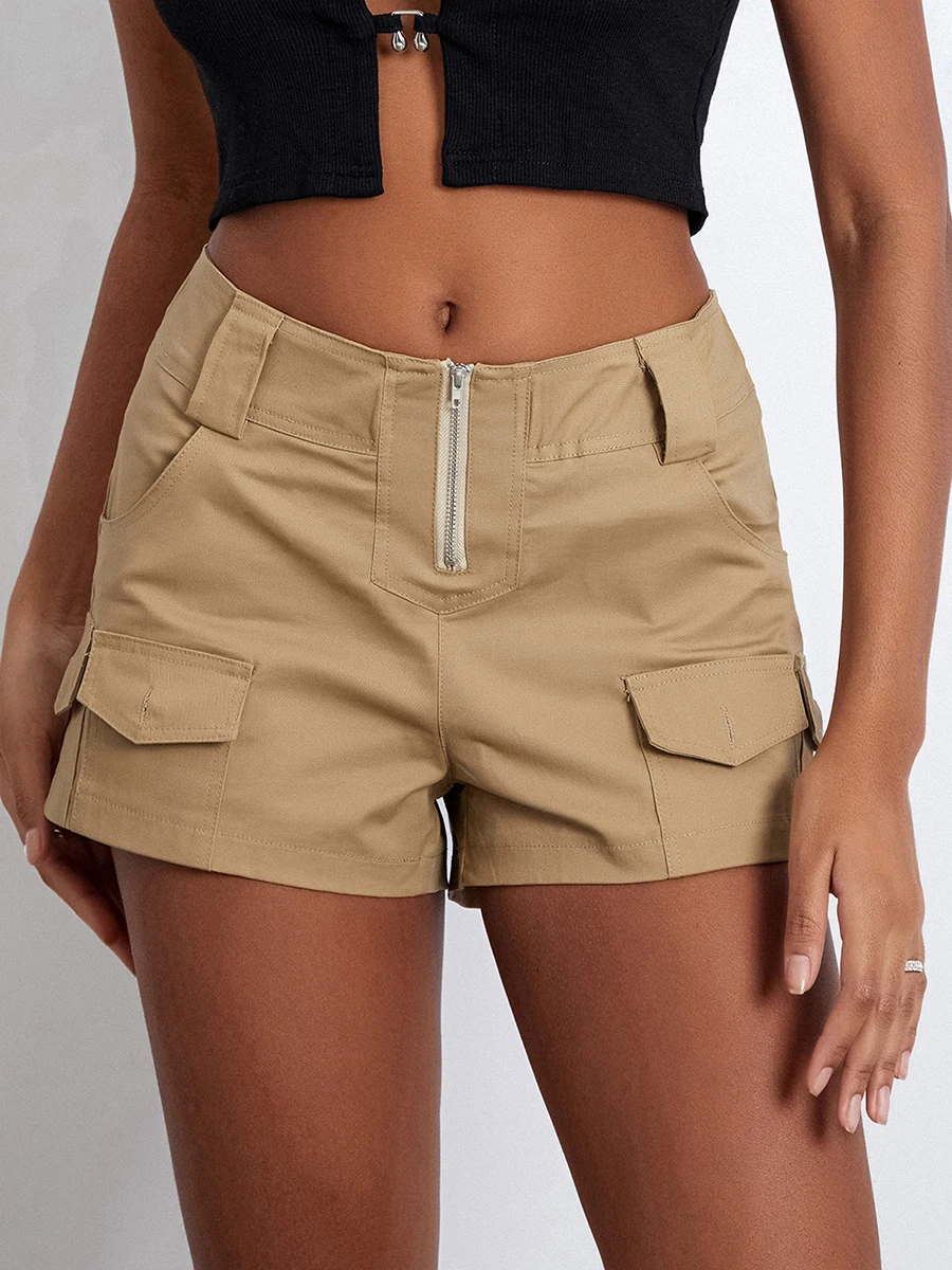 

Women Low Rise Shorts Solid Color Vintage Summer Short Pants Cargo Shorts for Beach Nightclub Streetwear