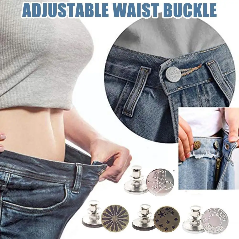 Botões de cintura ajustável para Jeans, sem prego, extensores para calças, acessório de vestuário, P4Z3, 1pc