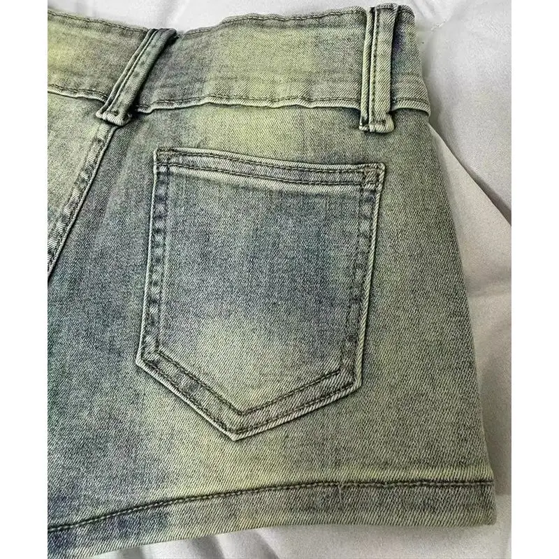 Y2k 리벳 데님 반바지 여성 여름 섹시 스키니 탄성 엉덩이 스트레이트 A-Word 청바지 핫 바지