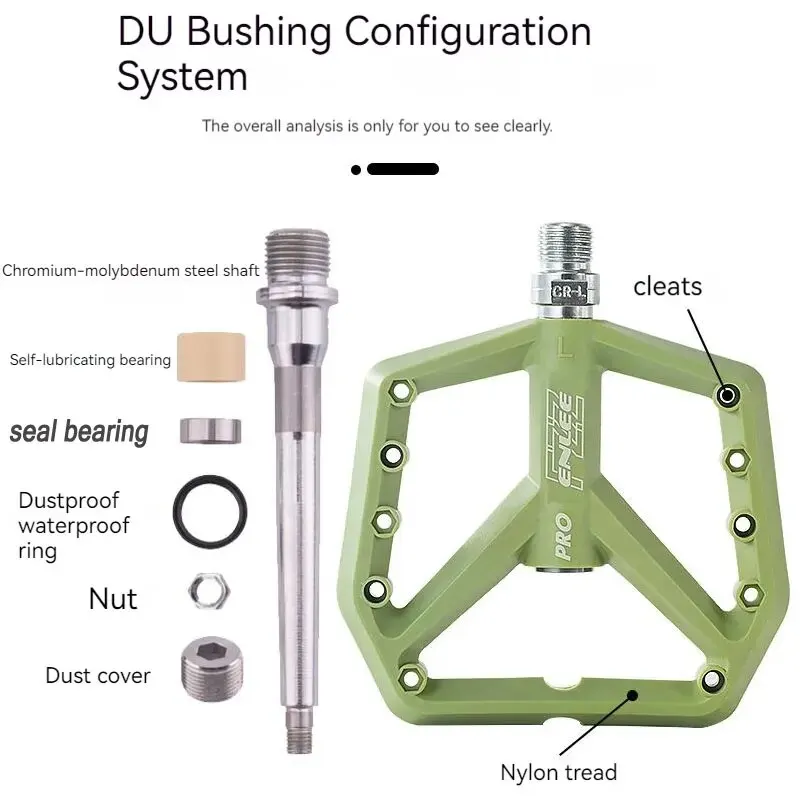 ENLEE Bicycle Pedals Bike Ultralight Seal DU Bearings Cycling Nylon Pedal BMX MTB Pedals Flat Platform Bicycle Parts Accessories