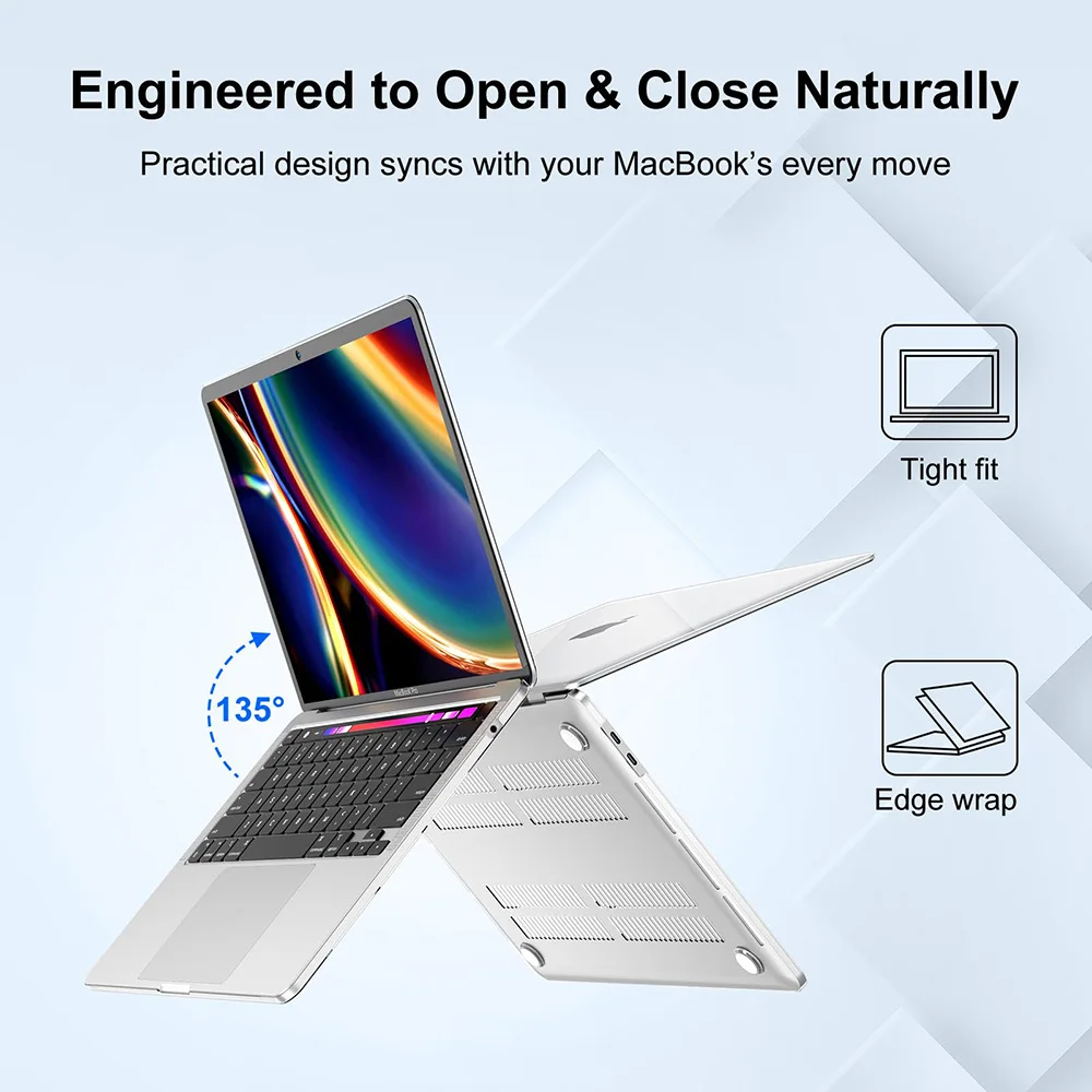 New Clear Laptop Case For MacBook Pro 13.3 M2 M1 A2338 A2251 A2289 A2159 A1989 A1708 with Touch Bar Screen Protectors Trackpad