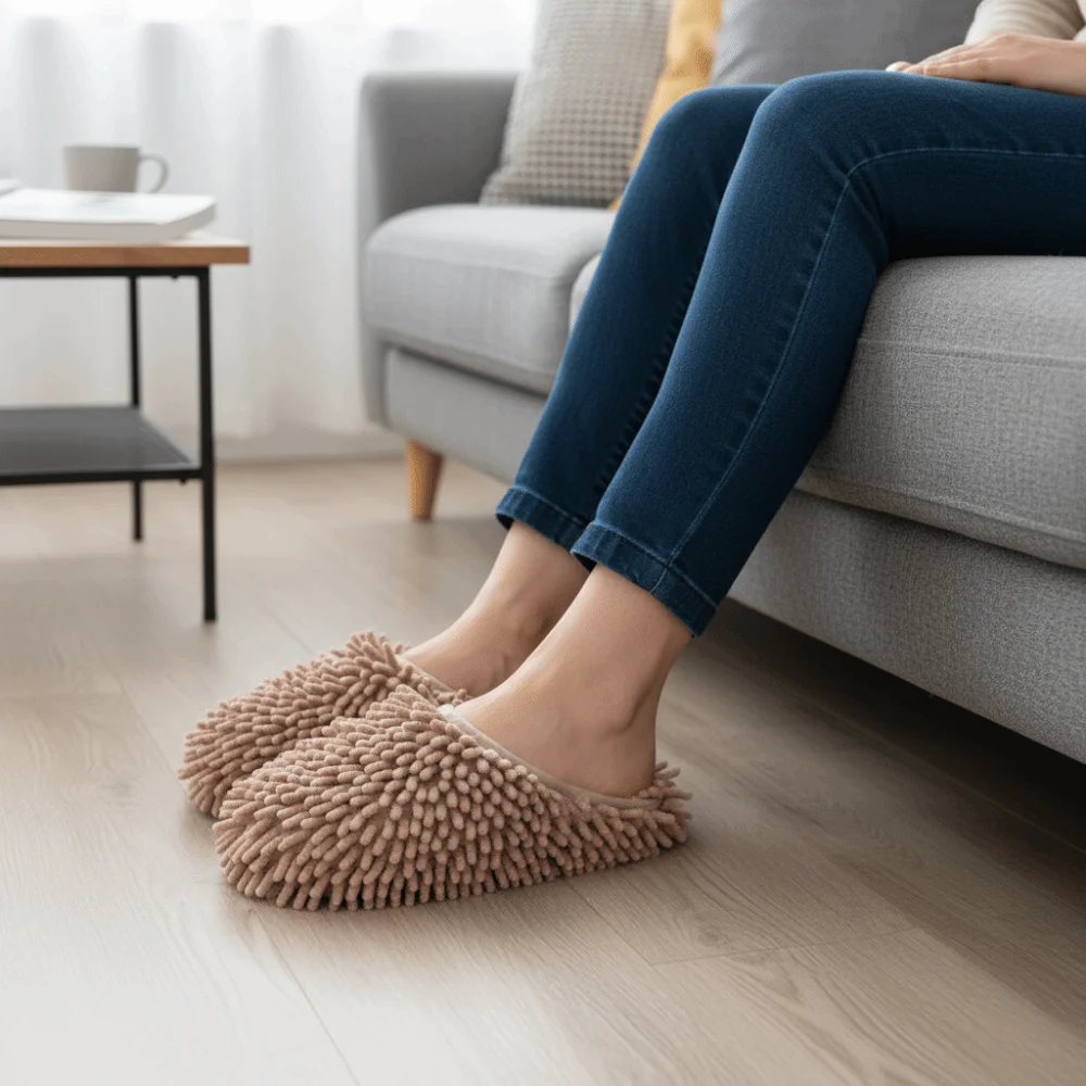 Absorbent Chenille Sucking Water Slippers Microfiber Washable Mopping Slippers Soft Multifunction Dust Cleaning Slippers Kitchen - view 5