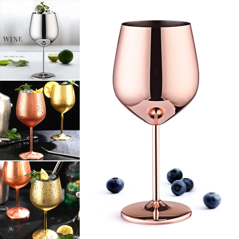 Stainless Steel Goblet Red Wine Glass Elegant Wide Rim Stemware for Bar  Gimlet Pisco Sour