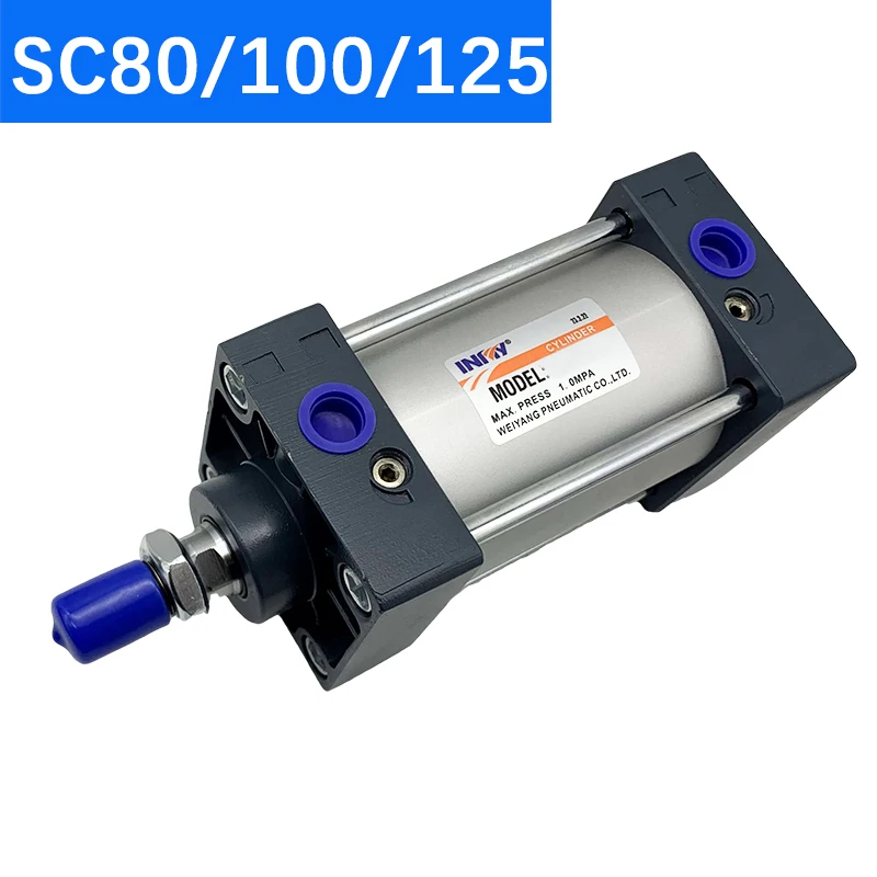 SC80/100/125/mm Bore Standard Cylinders Double Acting Air Pneumatic Cylinder Piston 100/75/100/125/150/175/200/250/300mm Stroke