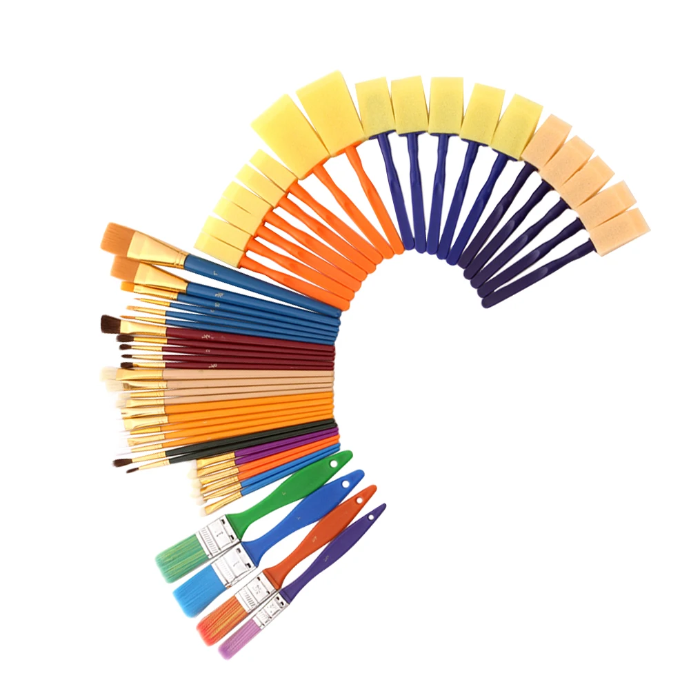 

1 set Paint Brush Set Nylon Bristle Wooden Handle Kids Adults Art Supplies Painting Tools for Varnishes Acrylic Watercolor Oil