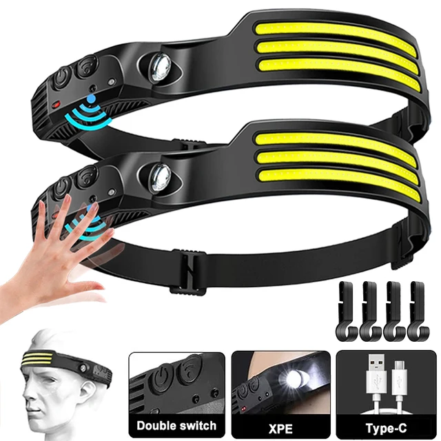 Indukcyjna latarka czołowa LED COB ładowana przez USB z wbudowaną baterią 1200 mAh Latarka Outdoor Camping Fishing Head Lantern