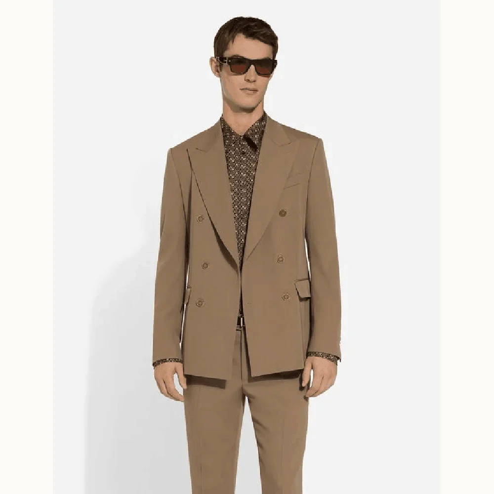 

Elegant Double Breasted Men Suit Two Pieces(Jacket+Pants) Lapel Outfits Chic Casual Party Prom Wedding Set