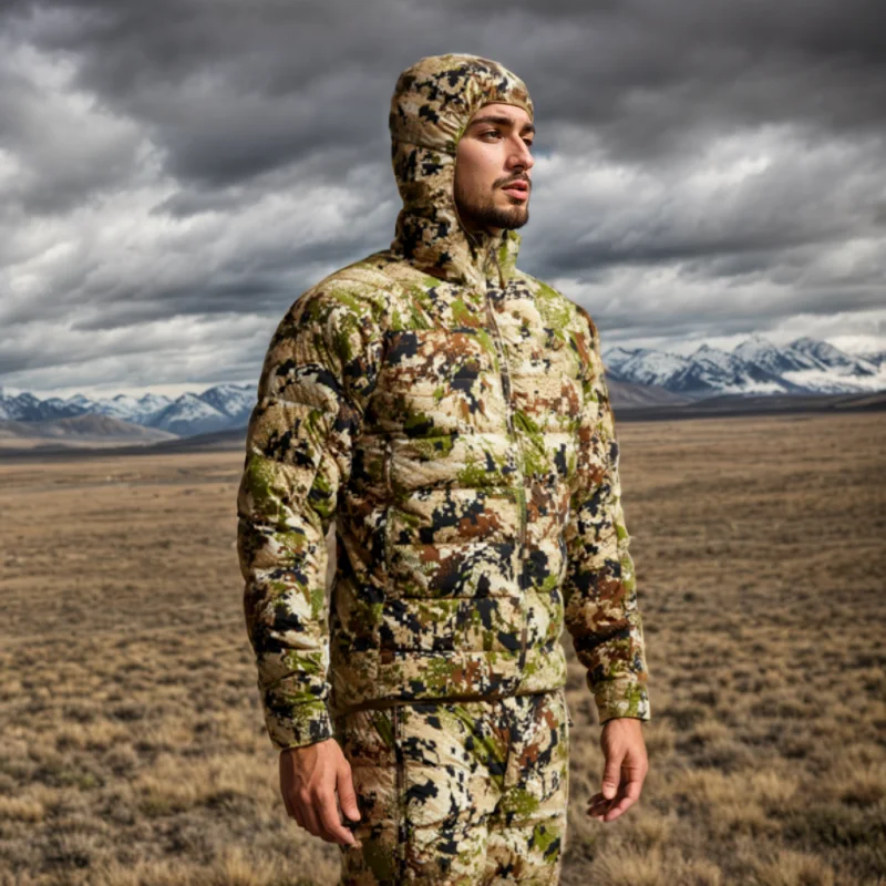 Ainfad-Chaqueta de plumón ligera Kelvin para hombre, ropa de caza, pesca, Camuflaje