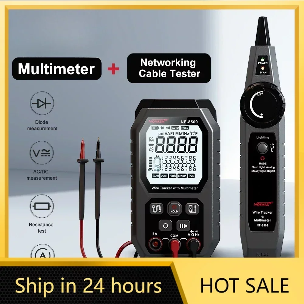 

NF-8509 Network Cable Tester Digital Cat5 Cat6 PoE Multimeter Cable Tracker Measure Length Wiremap Tester circuit tester