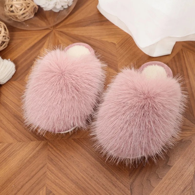 JGSHOWKITO New Winter Kids Plush Slippers Warm Soft Fluffy Home Causal Shoes for Boys Girls Non-slip Children Cotton Slippers - view 3