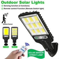 Outdoor Solar COB Street Lights With 3 Light Mode Motion Sensor Wall Lamp Waterproof Garden Courtyard Yard Path Security Lamp