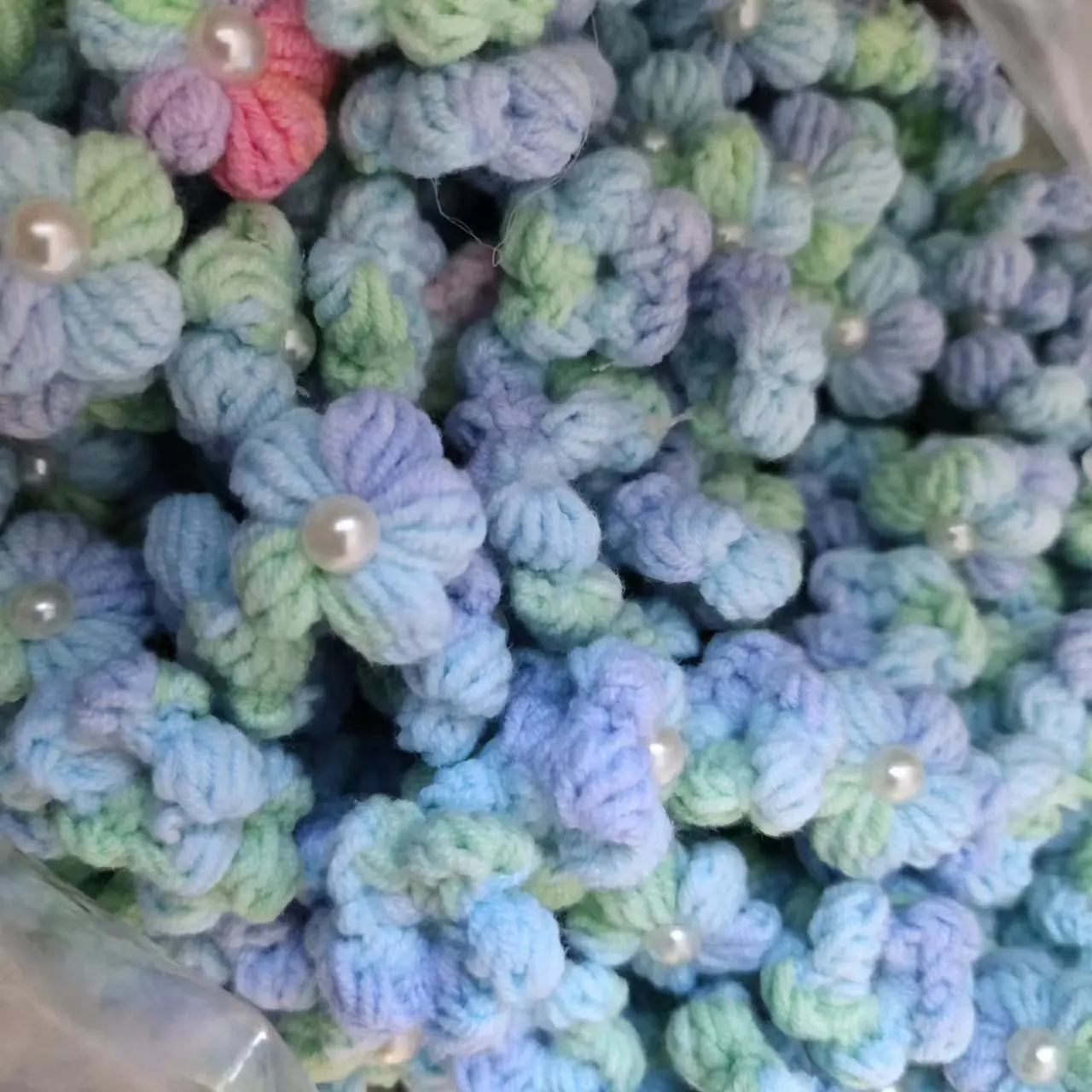 40Pcs Pearl Puff Gradient Color Block Cute Flowers For Cloth Ornaments Crochet  Knitting Accessories For Bags Handmade Gift 2CM
