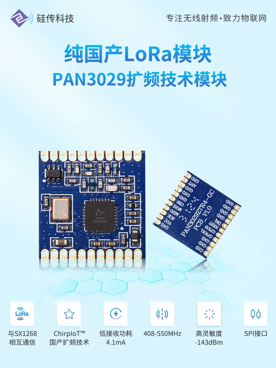 PAN3029 module 433MHz wireless transceiver module low power consumption long distance compatible with LoRa SX1268